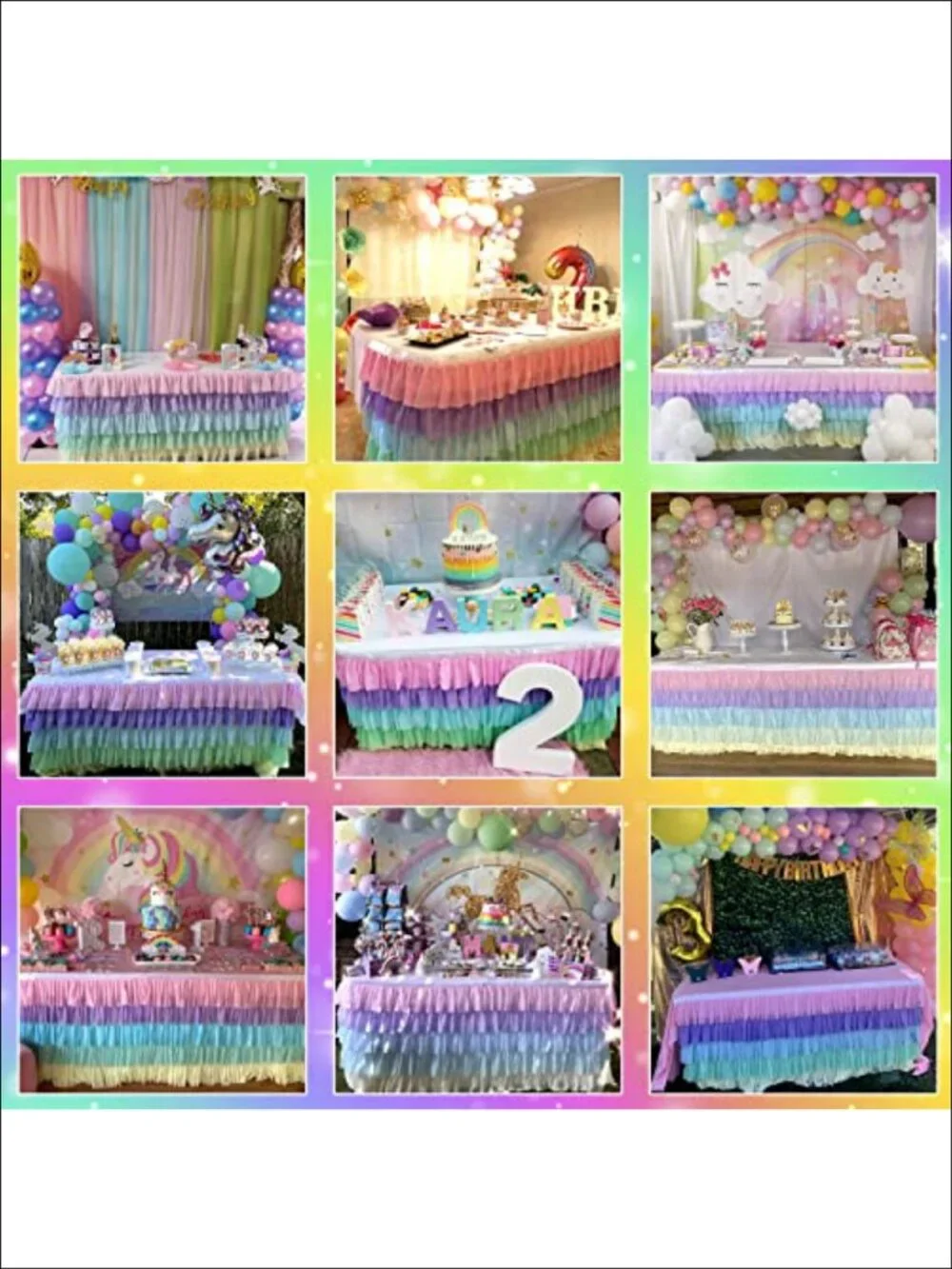 Chiffon Table Skirt Ruffle 6ft Rectangle Table Party Tablecloth